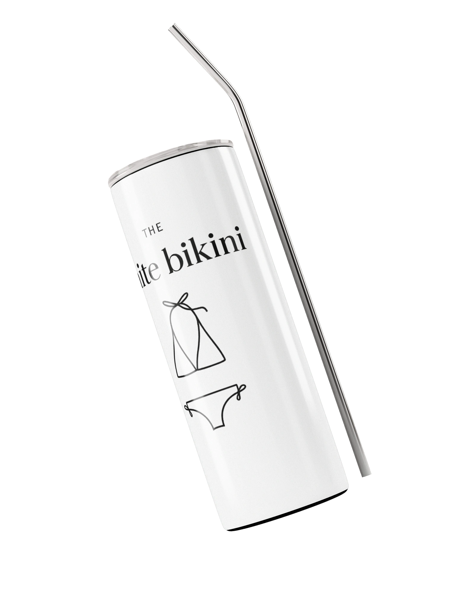 The White Bikini Signature Tumbler angled view