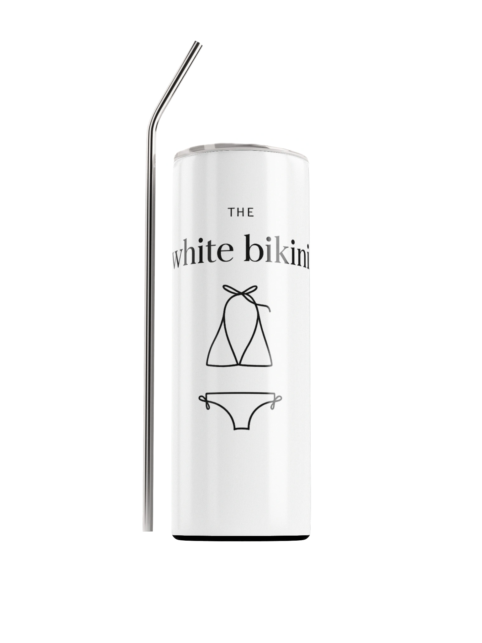 The White Bikini Signature Tumbler front view